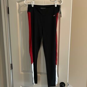 Tommy Hilfiger Black Leggings with Red and White Stripes
